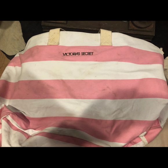 Victoria's Secret Handbags - Victoria’s Secret pink and white stripe tote